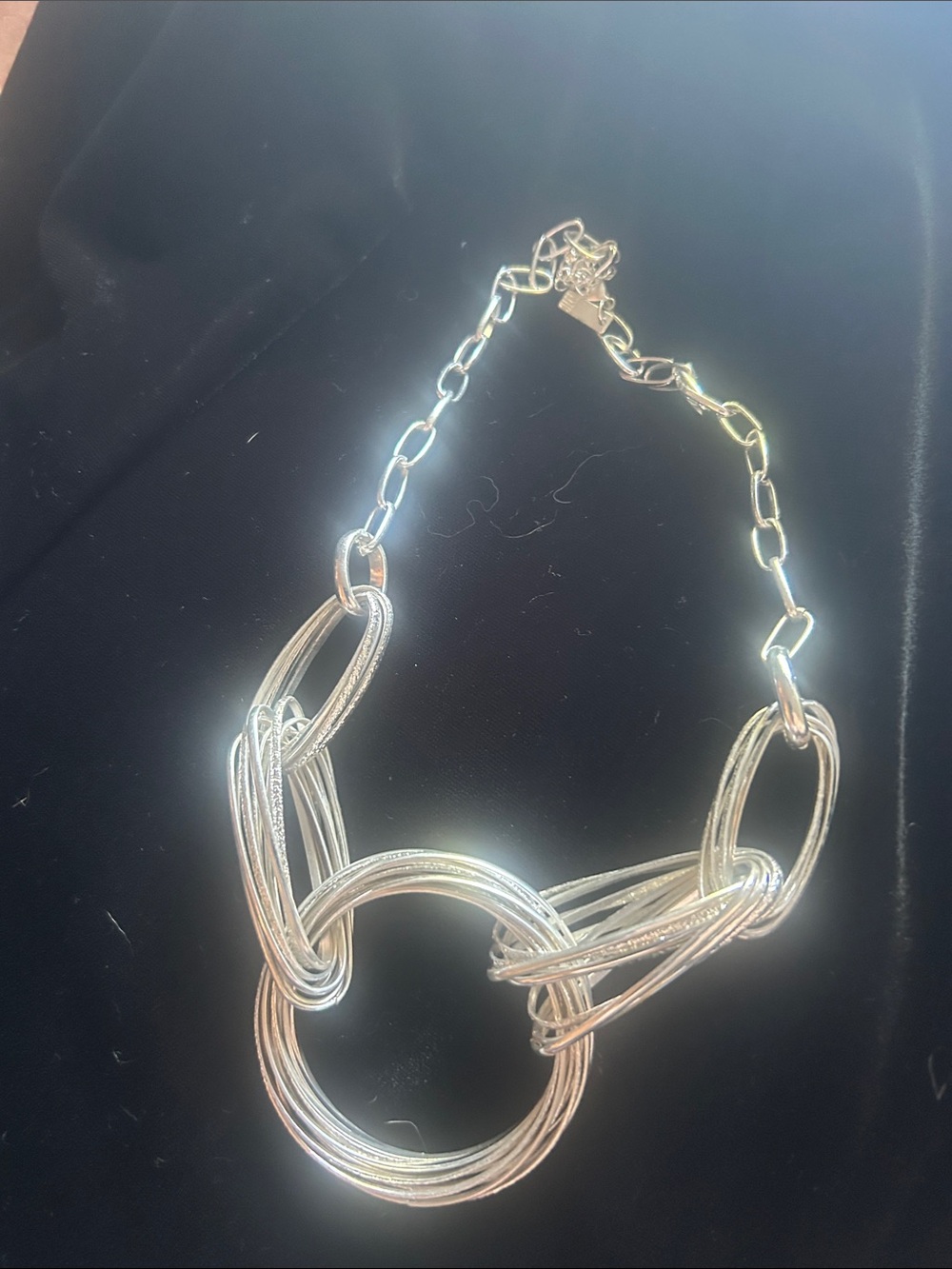 INC International Concepts Silver Interlocked Ring Statement Necklace